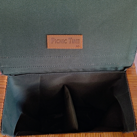 💚 Picnic Time Inc. Wicker & Green Picnic Basket — Excellent Condition, NWOT - Picture 5 of 14